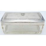 A Rare 1936 Christmas Gift Crystal Glass Box with hallmarked .800 silver lid, that has been hand