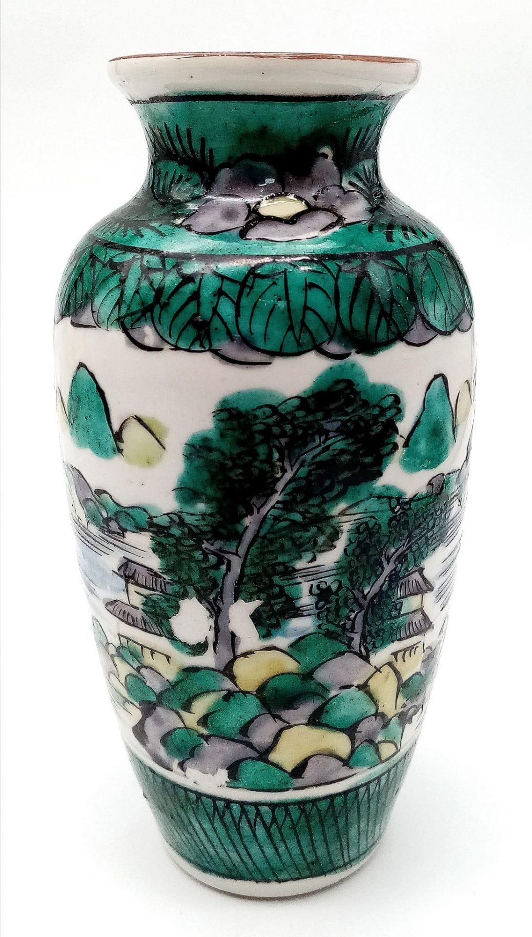 A Japanese Vase, depicting rocky lakeside scenery with mountain ranges in distance. Beautiful, - Image 2 of 5