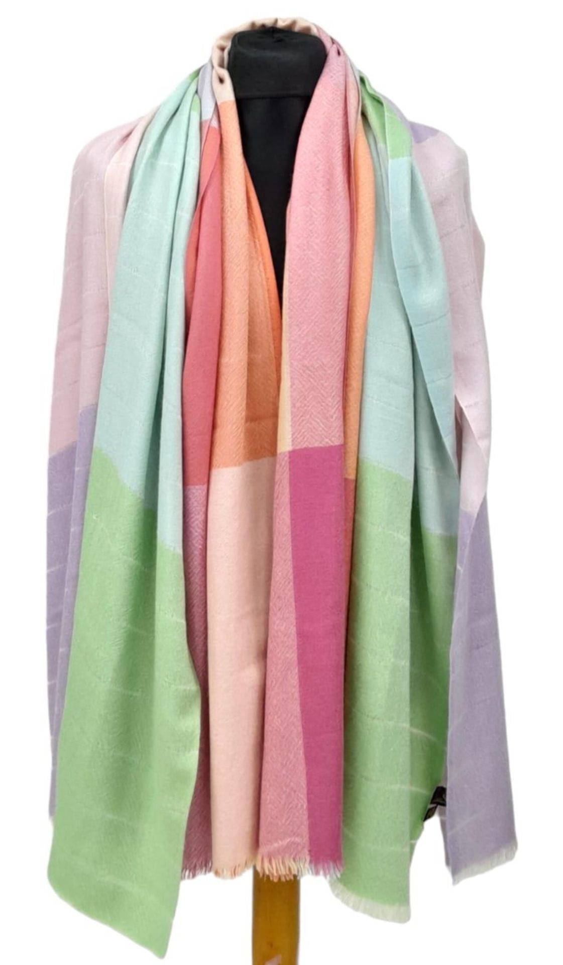 Three Italian Loro Cashmere Scarves. Beautiful shades of colour. 95cm x 74cm. Good condition. Ref: