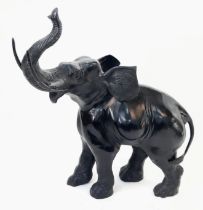 Beautiful Bronze Black Elephant. Standing at 52cm tall, this majestic bronze elephant with raised
