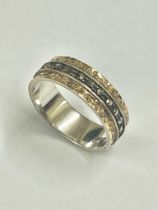 9ct gold & silver ring , 3.2g