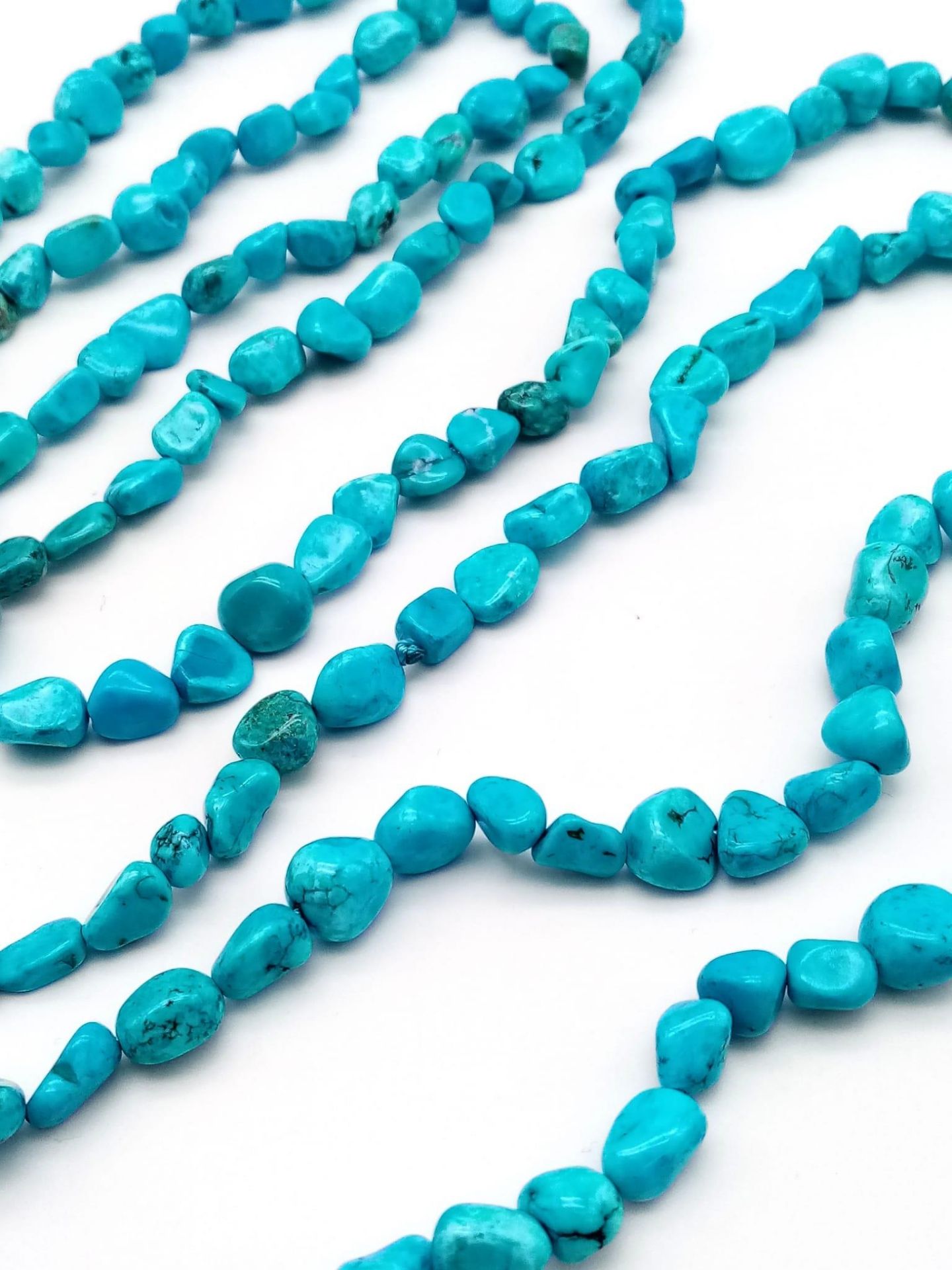 Two Natural Rough Gemstone Rope Length Necklaces. Lapis Lazuli and Turquoise. Both 150cm. - Image 6 of 6