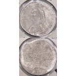An 1889 Queen Victoria Silver Double Florin Coin. VF grade. Encapsulated.