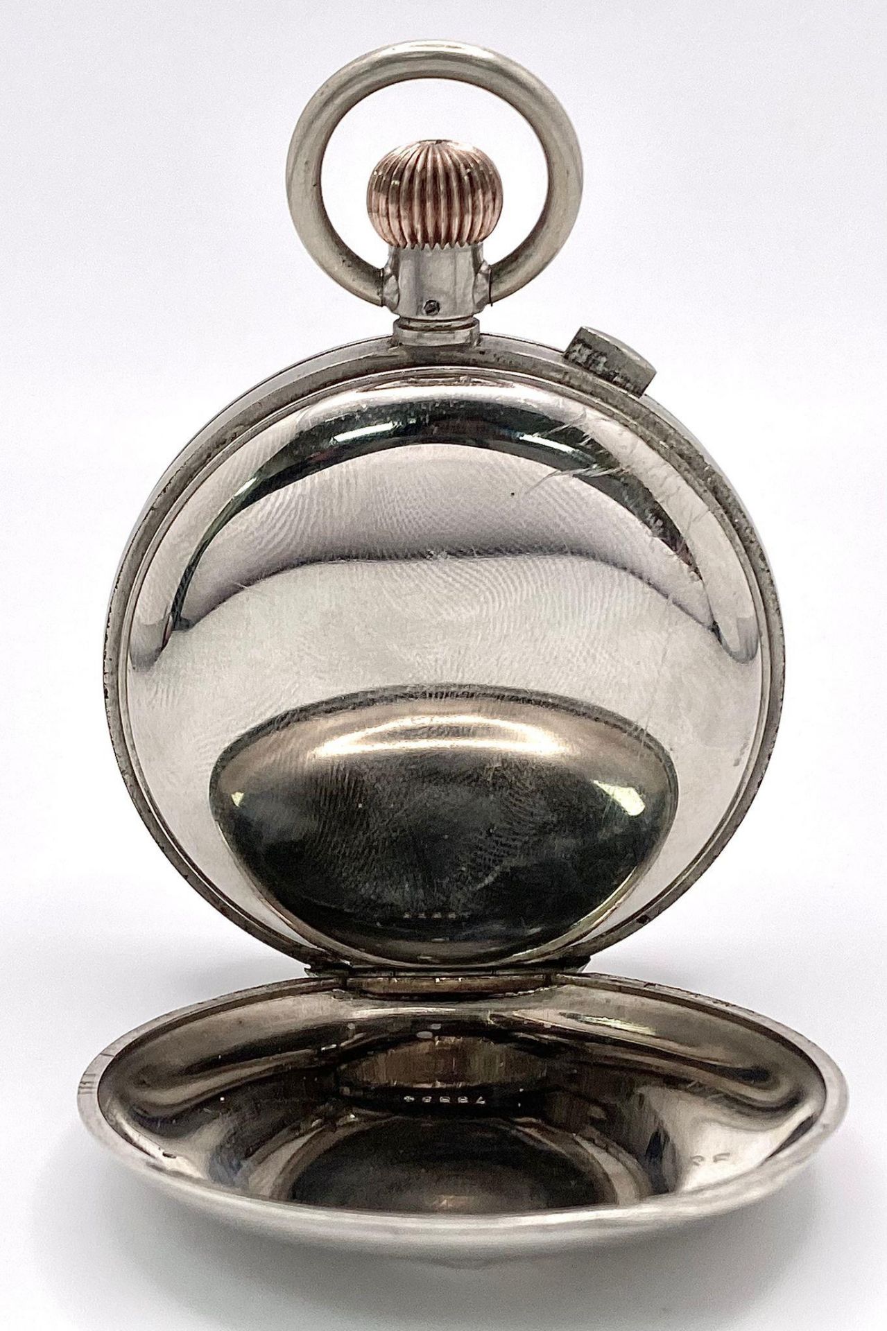 A Vintage White Metal Stopwatch. Mechanical top-winder. In working order. 53mm case. Ref: 15692 - Image 3 of 7