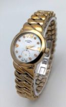 An Excellent Condition Ladies Gold Tone Rotary Second Subsidiary Dial Watch. 28mm Including Crown.