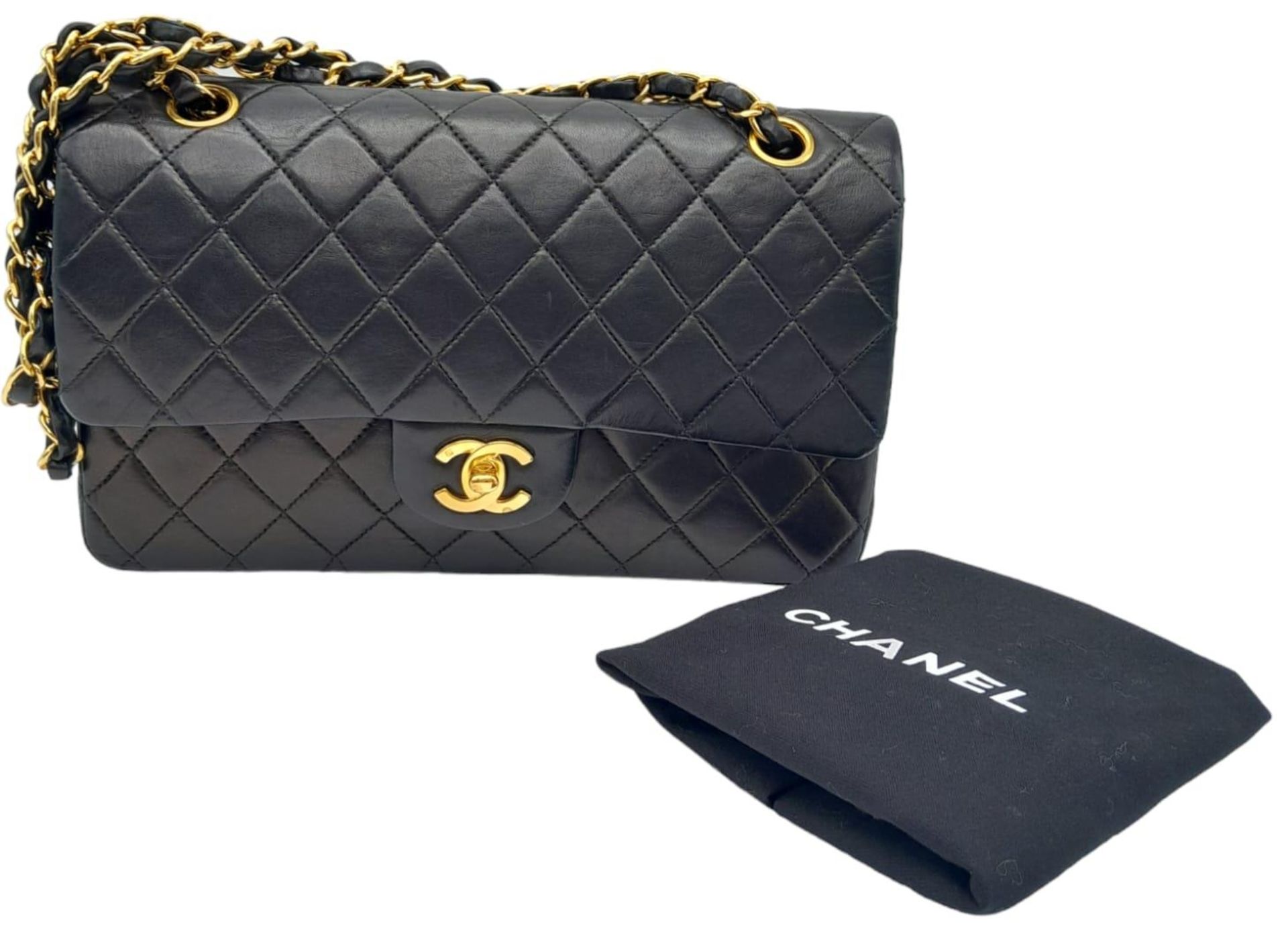 A Chanel Matelasse Chain Shoulder Flap Bag. Black Quilted lamb leather. Gold-tone hardware. CC - Image 2 of 11