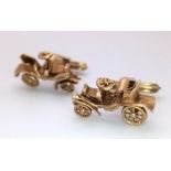 A Wonderful Vintage Pair of 9K Yellow Gold Car Cufflinks. 9.9g total weight.