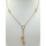 A 14K YELLOW GOLD CARTIER STYLE NECKLACE 9.2G 51cm chain, 4.8cm drop ref: SC 1057