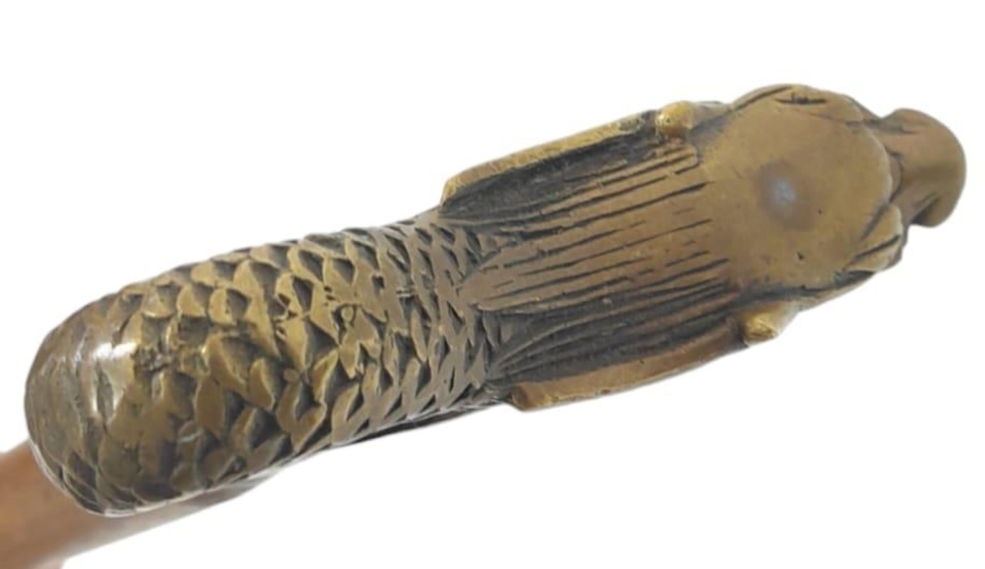 A Vintage or Older Oriental Brass Dragon Head Hard Wood Walking Stick. Highly Detailed Solid Brass - Image 5 of 7