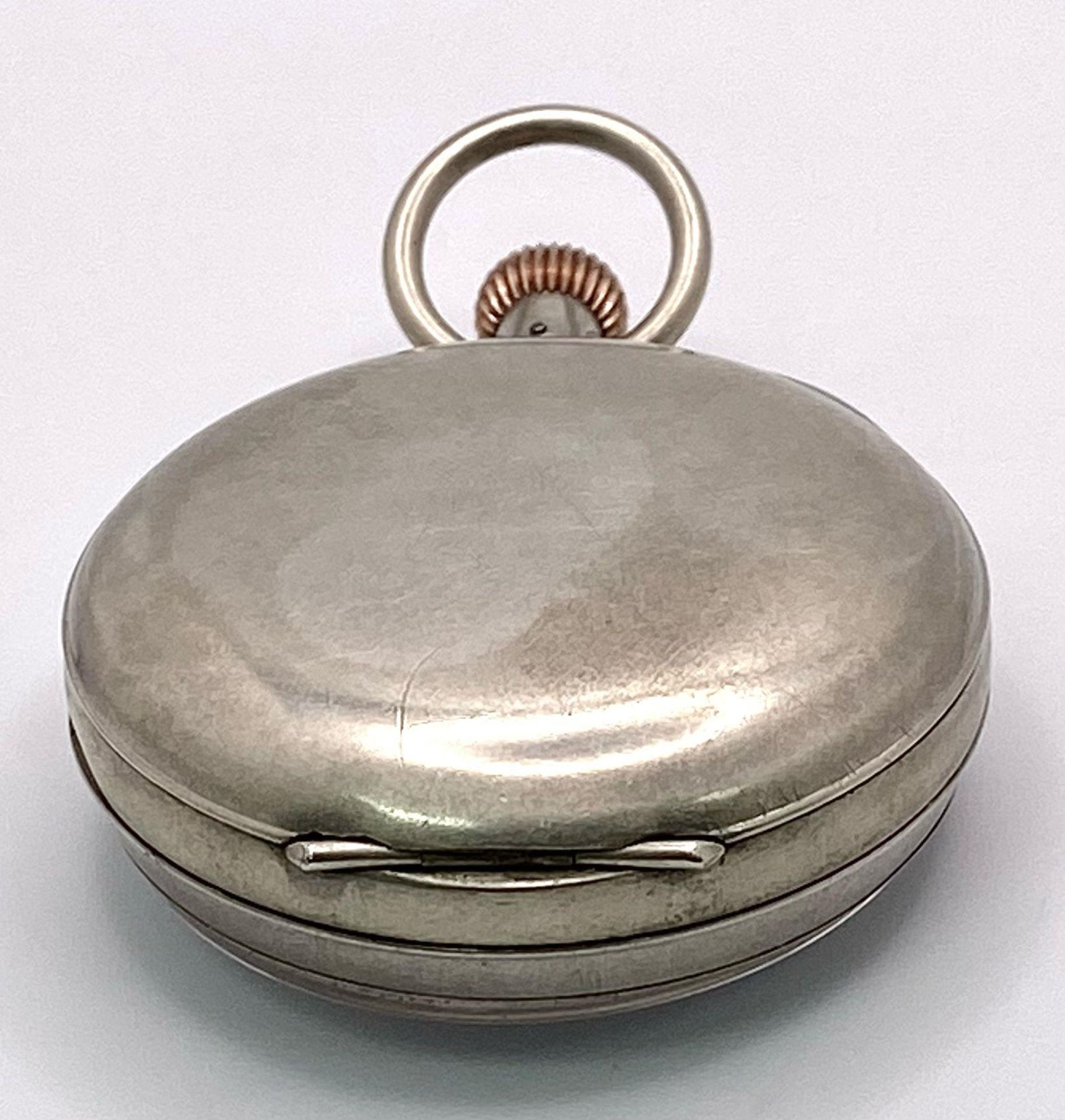 A Vintage White Metal Stopwatch. Mechanical top-winder. In working order. 53mm case. Ref: 15692 - Image 4 of 7