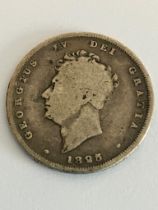 1825 GEORGE IV SILVER SHILLING in worn/fair Condition.