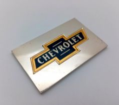 A STERLING SILVER CHEVROLET SYMBOL PLAQUE 23G 45mm x 29mm ref: 8135