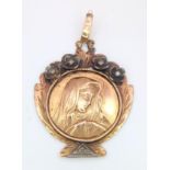 A Vintage, Possibly Antique 18K Gold Virgin Mary Pendant. 3.5cm. 3.3g weight.