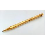 A Cartier Santos Gold Plated Ballpoint Pen. In good condition and working order. Ref: 14893