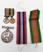 WW1 George V Great War Medal with Ribbons, Plus two WW1 Great War Miniature Medals on bar with