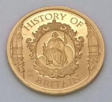 A 14K Yellow Gold Battle of The Somme Miniature Gold Coin.
