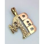 A 9k Yellow Gold "Number 1 Dad" Pendant, 2.6g , 27mm x 18mm. ref: SH1322I