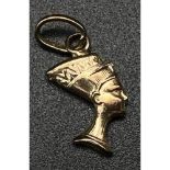 A 9k Yellow Gold Cleopatra Pendant or Charm. 2cm. 0.75g