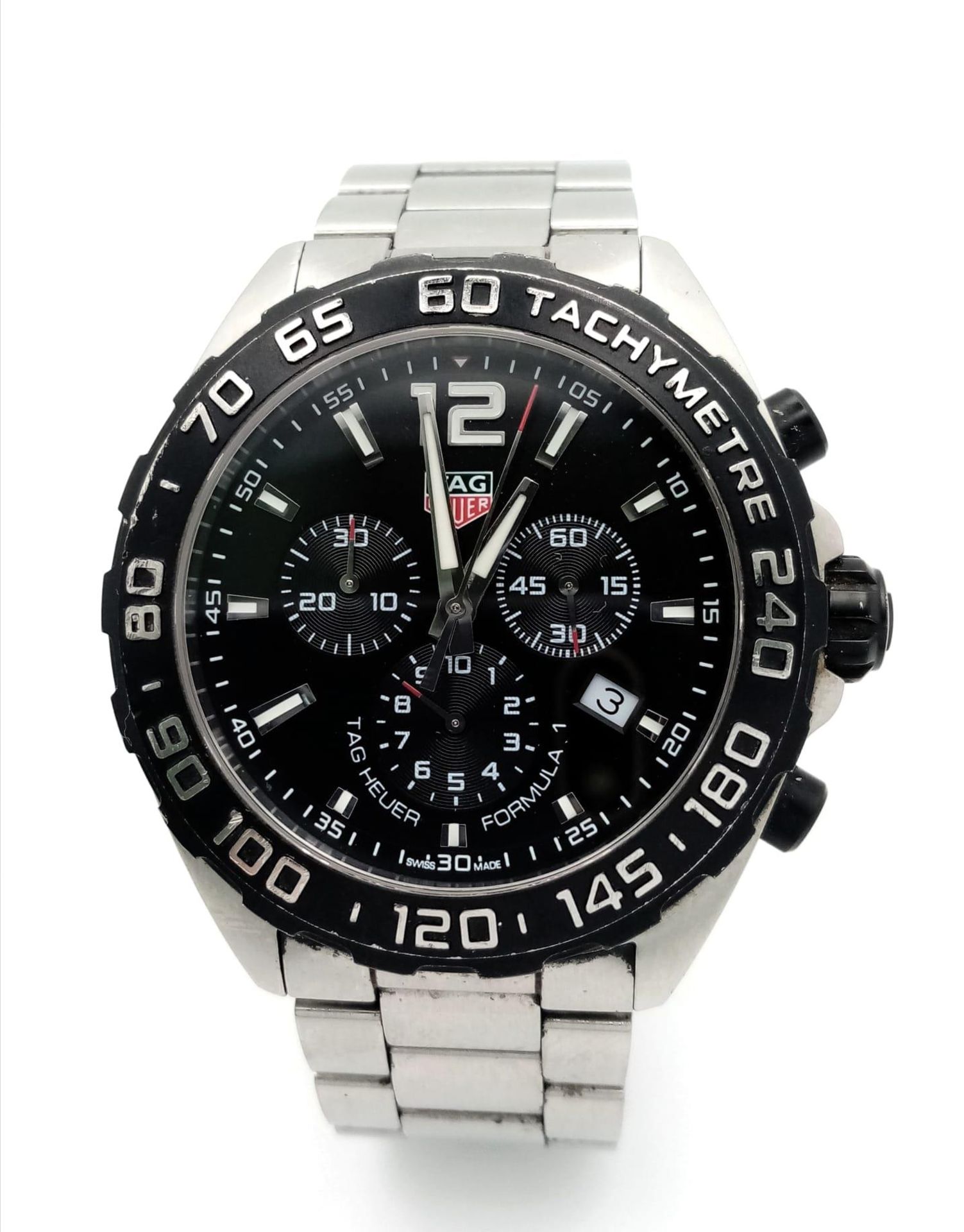 A Tag Heuer Formula Chronograph Gents Watch. Stainless steel bracelet and case - 43mm. Black dial - Image 2 of 7