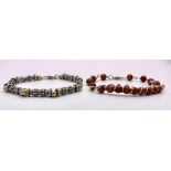 2X 925 silver unique bracelets include a Tibetan style and a sunstone link bracelet. Total weight