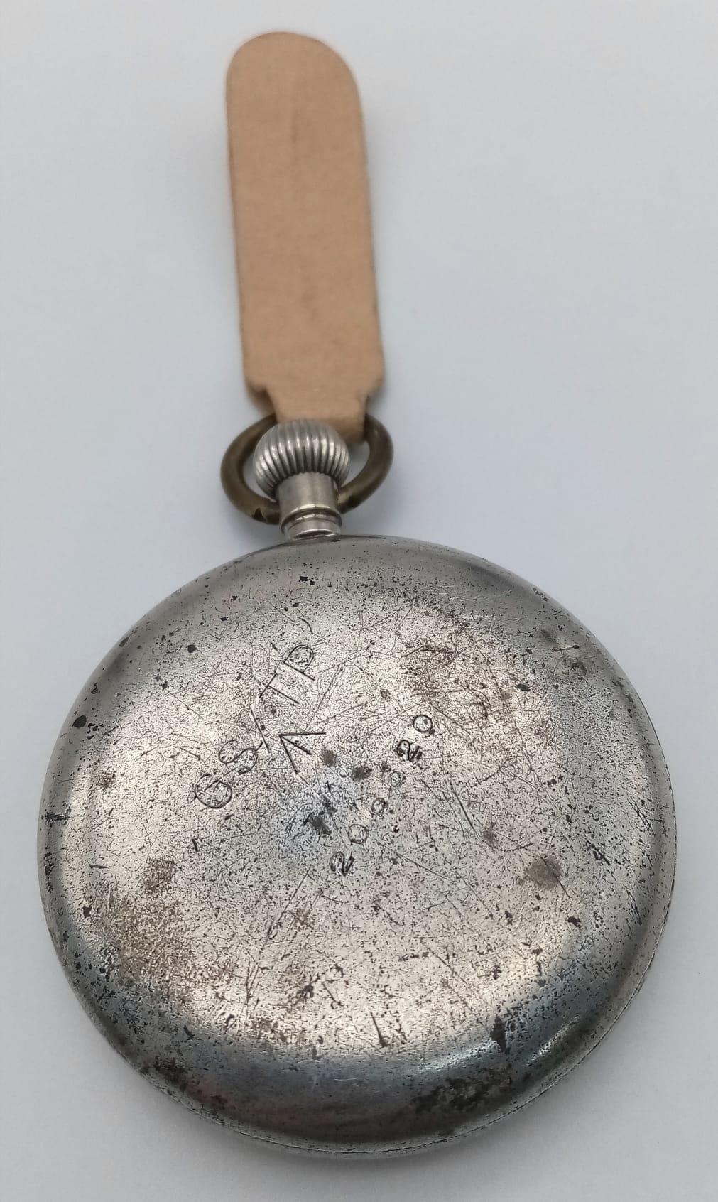 A WW2 British Officers Pocket Watch. 15 jewels. Top winder. In working order. Military markings on - Image 2 of 10