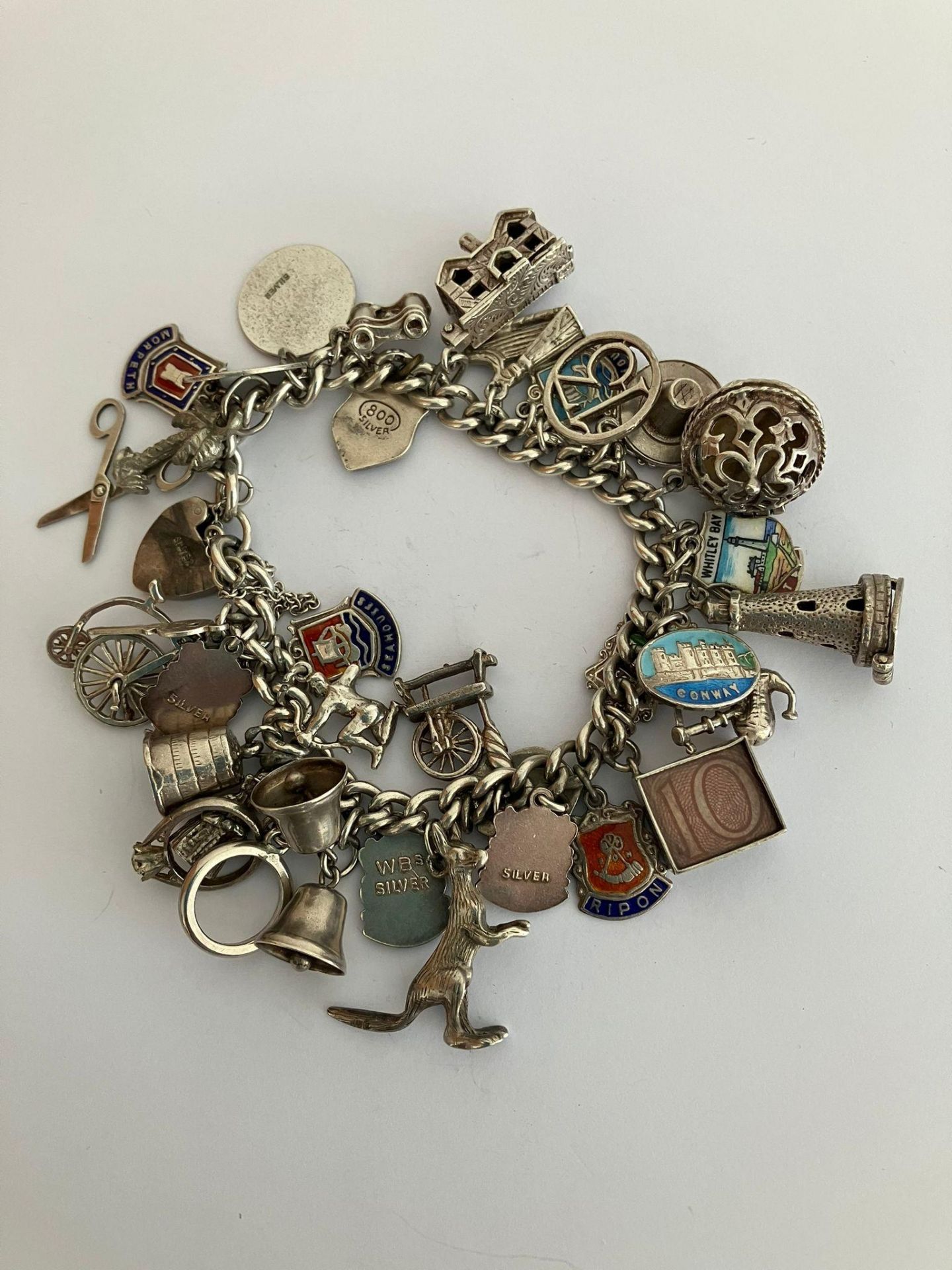 Vintage SILVER CHARM BRACELET Absolutely packed with charms ,having many unusual pieces, To - Image 8 of 8