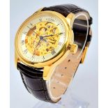 An Excellent Condition Men’s Rotary Automatic Watch Model GS02519/09- Skeleton Front and Back.