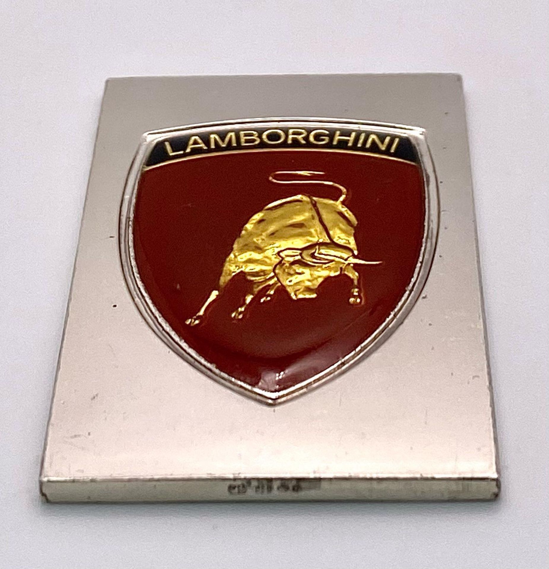 A STERLING SILVER LAMBORGHINI SYMBOL PLAQUE approx 23.76G 46mm x29mm ref: 8150 - Image 2 of 4