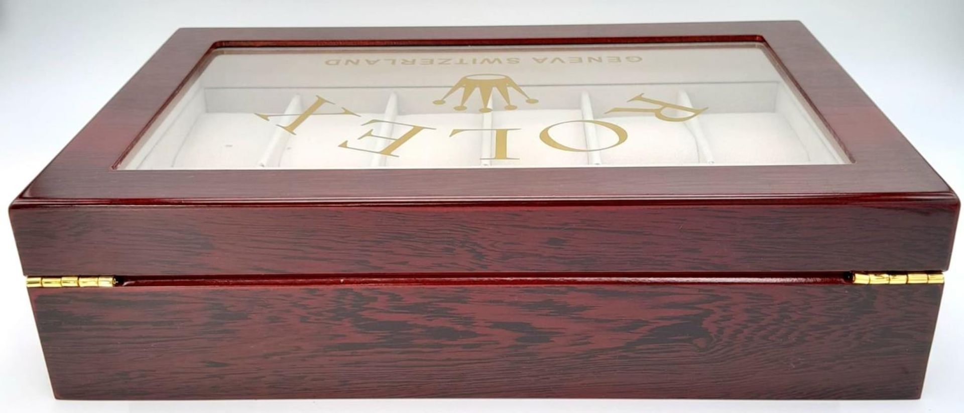 A high-quality ROLEX wooden watch case for 12 watches, made from high gloss cherry veneer and - Image 6 of 7