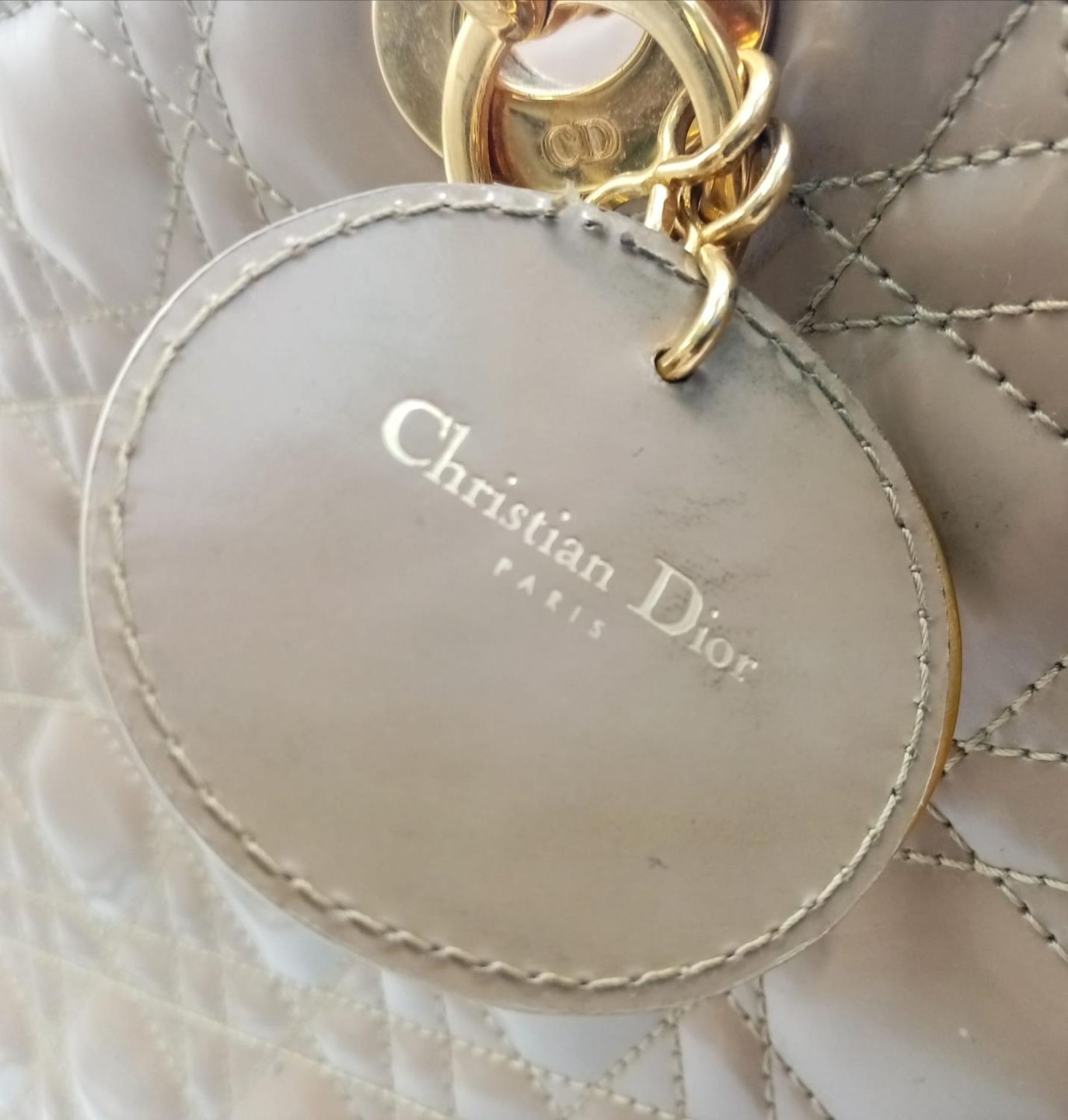 A Christian Dior Large Lady 'Diana' Dior Bag, quilted patent leather with gold tone hardware and - Image 13 of 17
