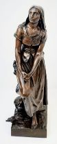 Magnificent Bronze Statue titled, Joan of Arc shepherdess listening to the voices by Eugène