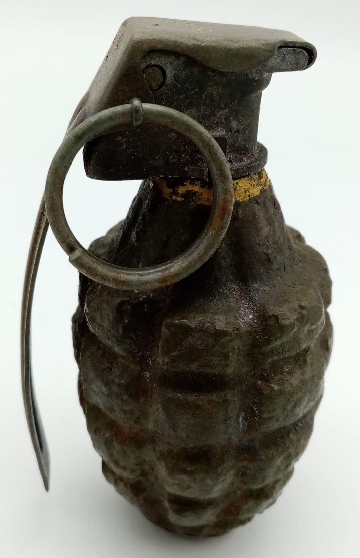 INERT WW2 US Pineapple Grenade. Dummy Fuze with spring and striker plate. International shipping