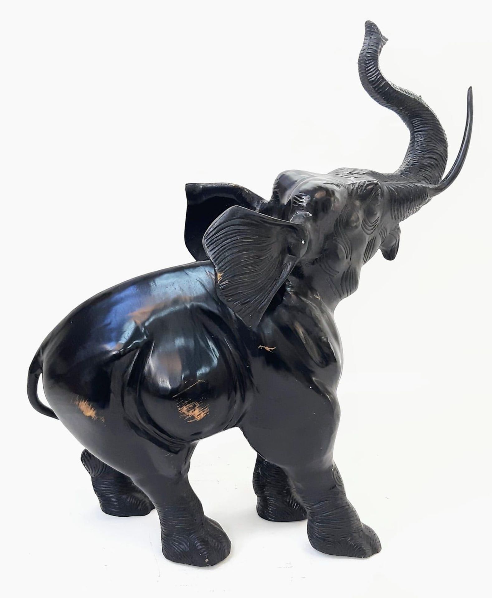 Beautiful Bronze Black Elephant. Standing at 52cm tall, this majestic bronze elephant with raised - Image 3 of 6