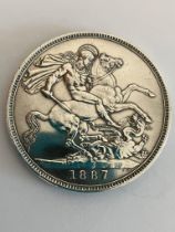SILVER CROWN 1887. Queen Victoria Golden Jubilee mintage. Extra fine/brilliant condition. Bold and