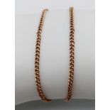 A 9K Yellow Gold Thin Curb Link Necklace. 36cm length. 4.2g weight.