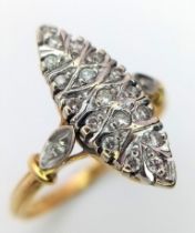 A 18K YELLOW GOLD DIAMOND MARQUISE SHAPED CLUSTER RING approx 2.85G SIZE N ref: 8090