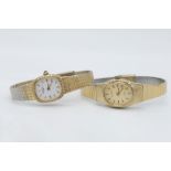 A Parcel of Two Vintage Ladies Gold Tone Quartz Watches Comprising; 1) A Rotary Model 10735. 18mm
