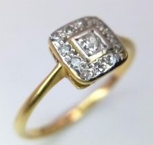 A 18K YELLOW GOLD & PLATINUM VINTAGE DIAMOND RING 1.8G SIZE N ref: 8088