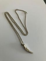 Vintage hallmarked SOLID SILVER SHARKS TOOTH,Mounted on a SILVER CHAIN LINK NECKLACE. Necklace 48