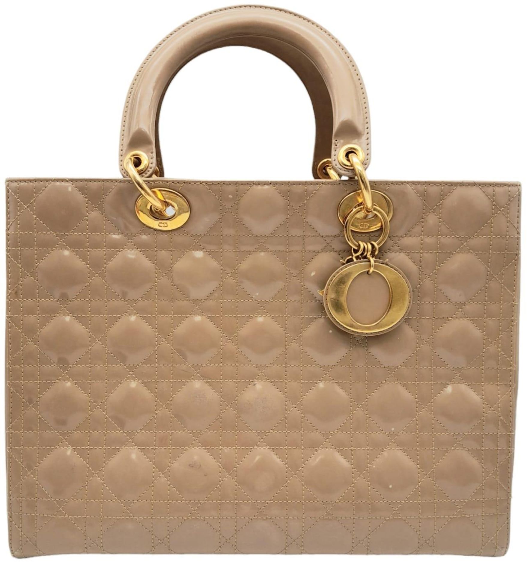 A Christian Dior Large Lady 'Diana' Dior Bag, quilted patent leather with gold tone hardware and