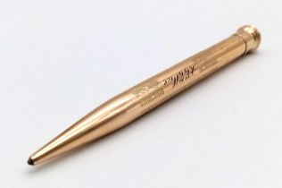 A vintage Redipoint Rolled gold pen. Beautiful engraved design, measures 11cm and weighs 15.10 grams