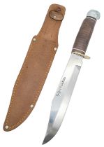 An Original Bowie Knife with high quality Japanese steel blade, leather handle and leather sheath.