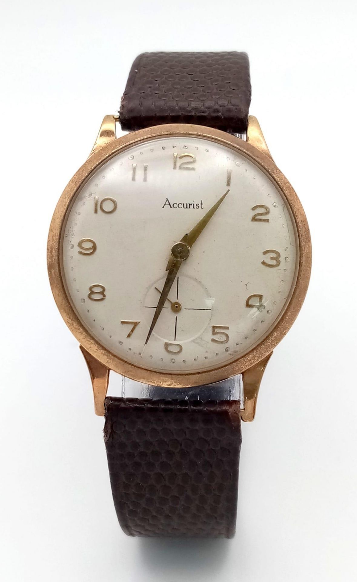 A Vintage Accurist 9K Gold Cased Gents Watch. 21 jewels In need of repair (missing winder) so a/f. - Image 2 of 7