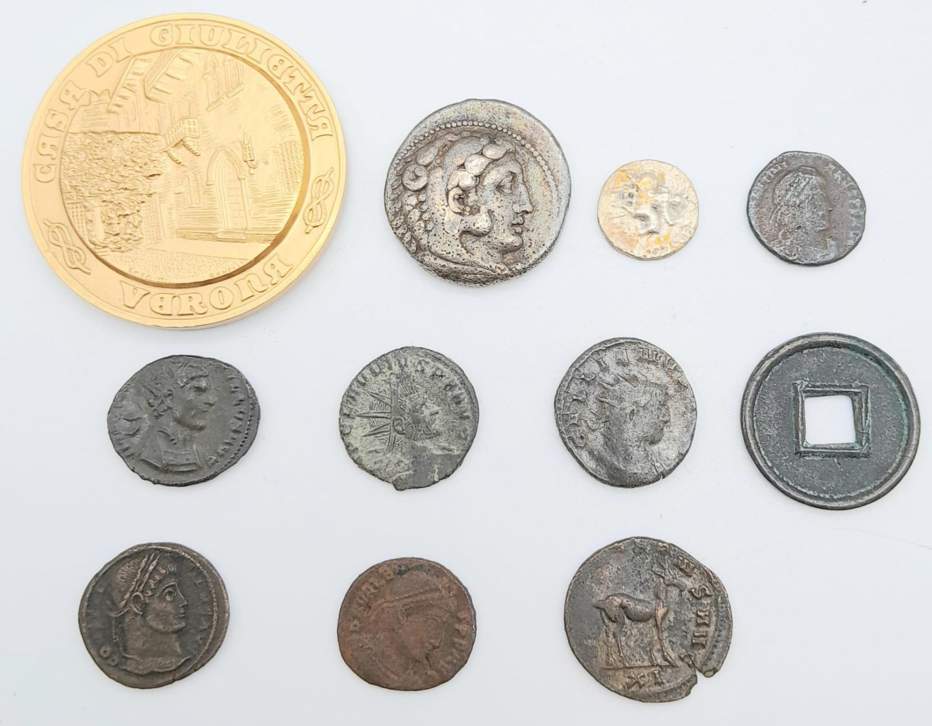 A Collection of Ten Coins - Seven of them Roman, with certificates. Ref: 15613