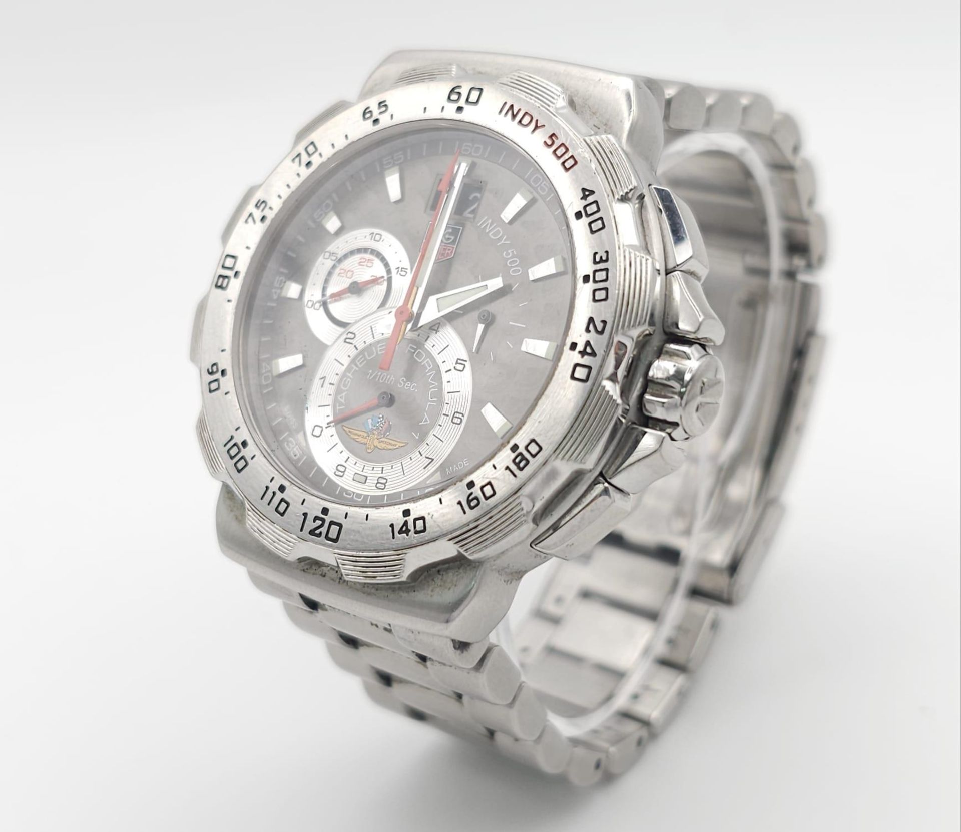 A TAG HEUER "FORMULA 1" INDY 500 QUARTZ GENTS WATCH IN STAINLESS STEEL . 45mm A REALLY GOOD - Image 2 of 11