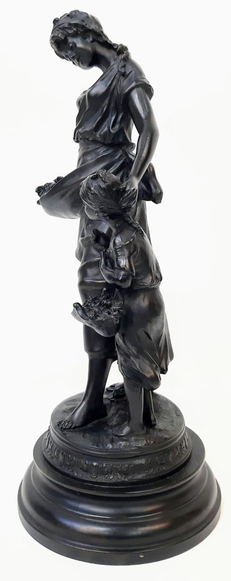 Charming, large statue depicting a Mother and a Daughter out collecting flowers. Standing 54cm tall, - Image 2 of 8