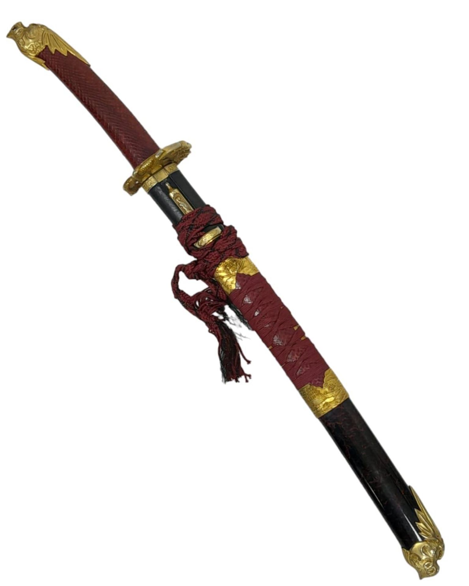 An Excellent Condition, Highly Decorative, Dragon Detail, Modern Display Wakazashi Sword. 72cn - Bild 7 aus 8