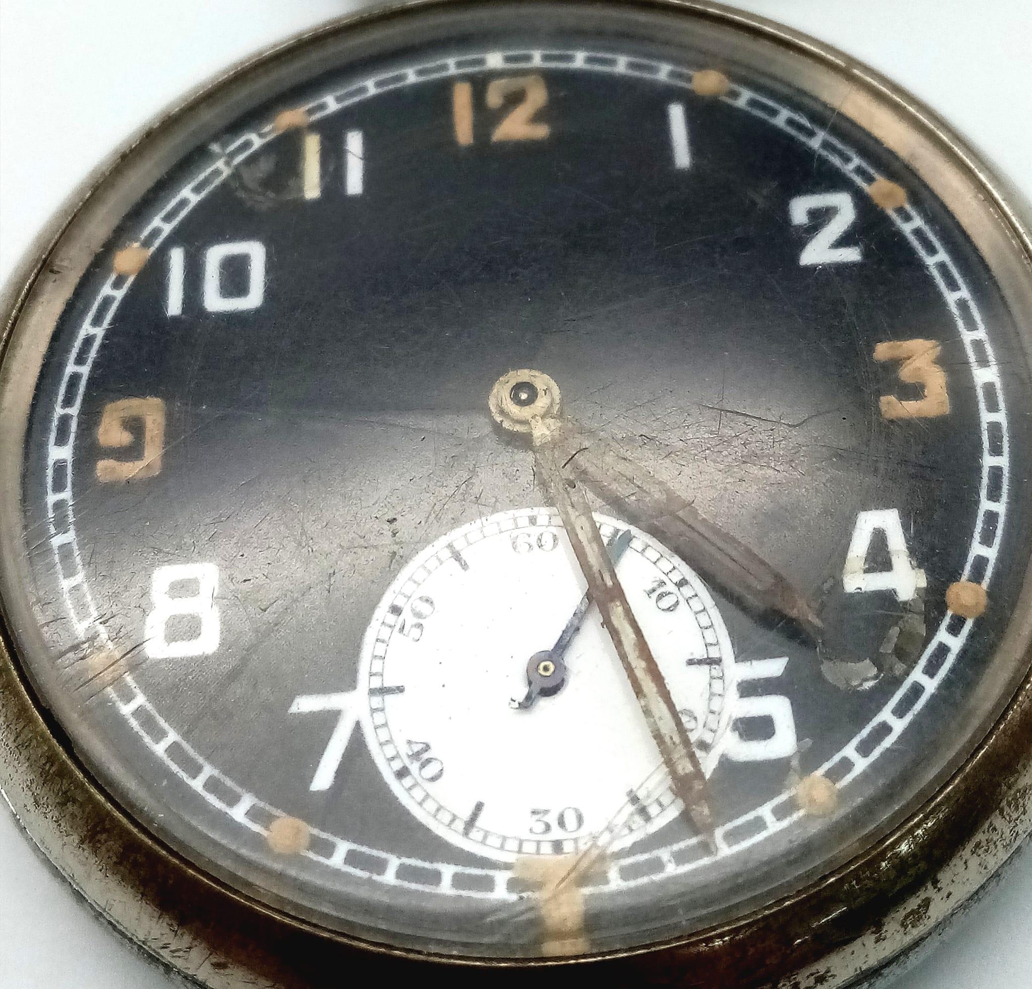 A WW2 British Officers Pocket Watch. 15 jewels. Top winder. In working order. Military markings on - Image 10 of 10