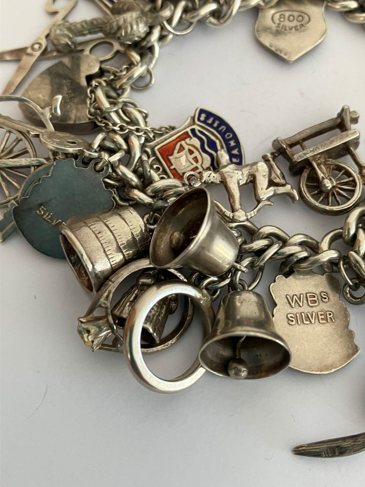 Vintage SILVER CHARM BRACELET Absolutely packed with charms ,having many unusual pieces, To - Image 4 of 8