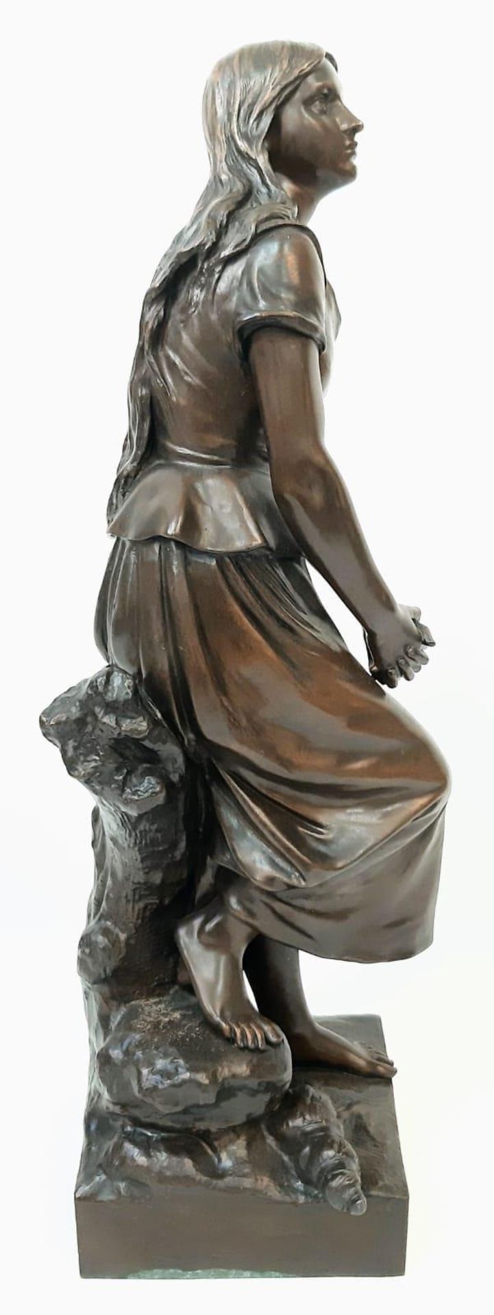 Magnificent Bronze Statue titled, Joan of Arc shepherdess listening to the voices by Eugène - Image 5 of 7